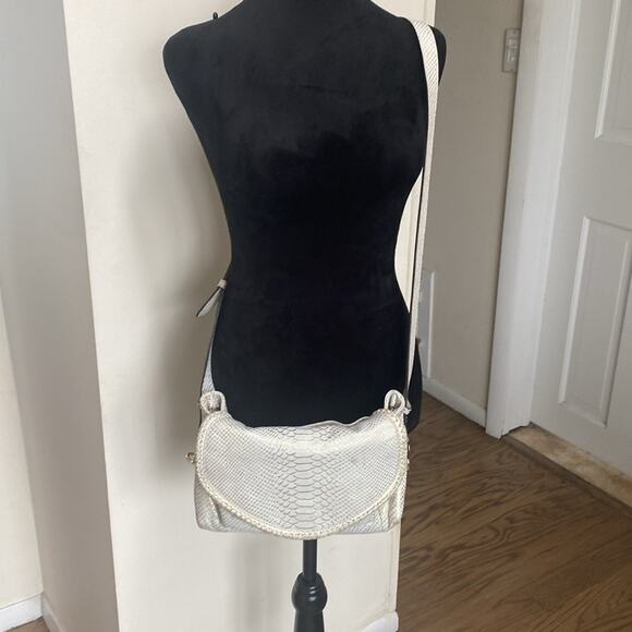 Aimee Kestenberg All For Love Leather Cream and Gold Python Crossbody - Picture 2 of 7